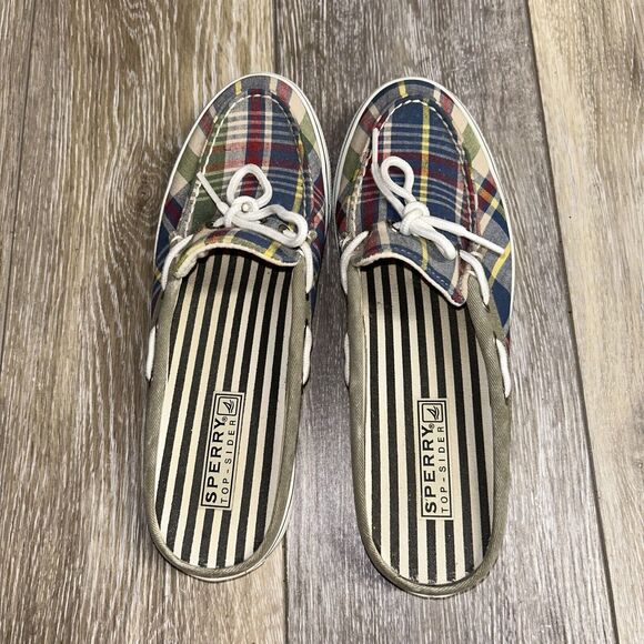 Sperry Top Sider Womens US Size 7.5 Blue Red Plaid Slip On Boat Shoes 977982 B9 - Picture 8 of 11